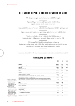 Rtl Group Reports Record Revenue in 2018