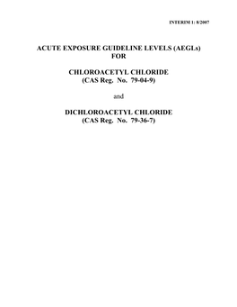 Aegls) for CHLOROACETYL CHLORIDE (CAS Reg. No. 79-04-9