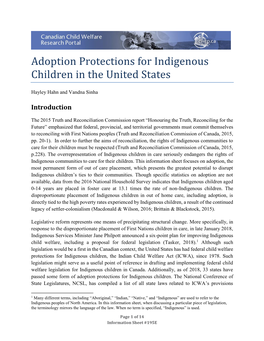 Adoption Protections for Indigenous Children in the United States