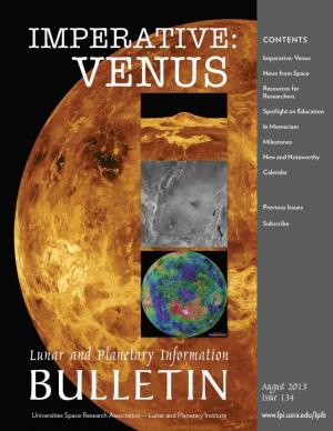 ISSUE 134, AUGUST 2013 2 Imperative: Venus Continued
