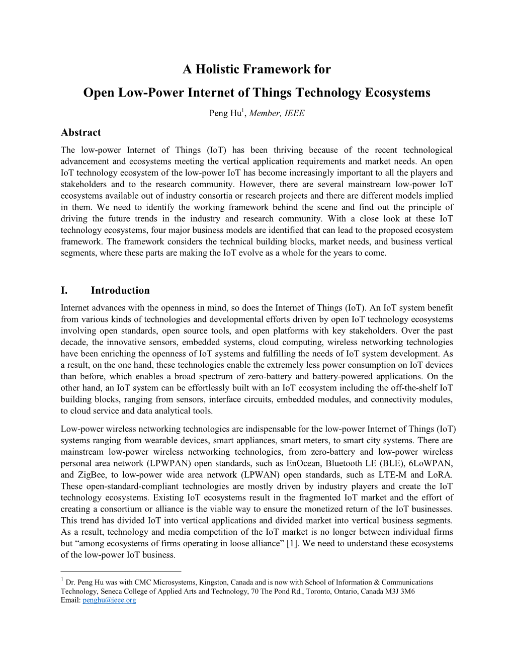 A Holistic Framework for Open Low-Power Internet of Things