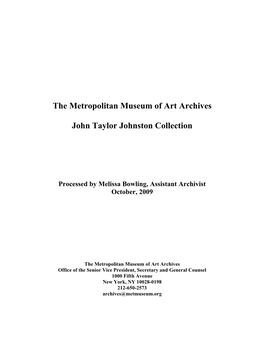 The Metropolitan Museum of Art Archives John Taylor