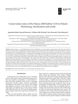 Conservation Status of the Natura 2000 Habitat 3110 in Poland: Monitoring, Classification and Trends