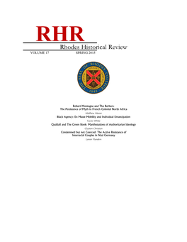 Rhodes Historical Review VOLUME 17 SPRING 2015