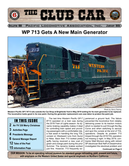 Pacific Locomotive Association, Inc. January 2021 WP 713 Gets a New Main Generator