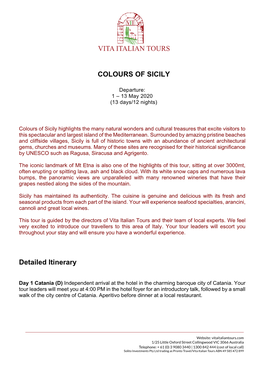 COLOURS of SICILY Detailed Itinerary