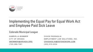 Implementing the Equal Pay for Equal Work Act and Employee Paid Sick Leave
