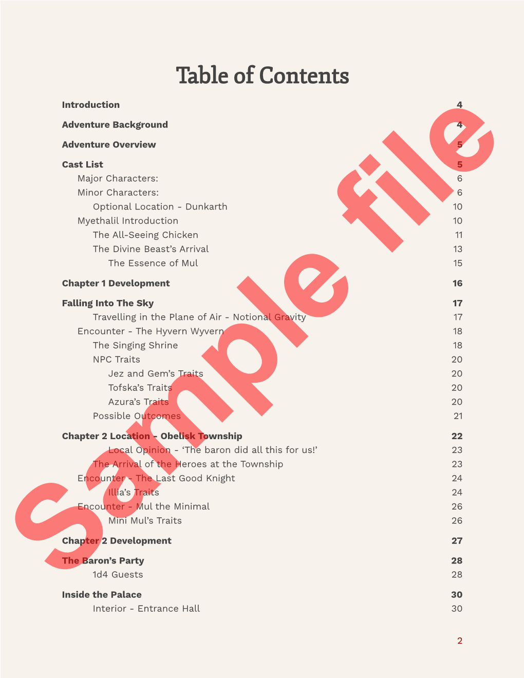 Table of Contents