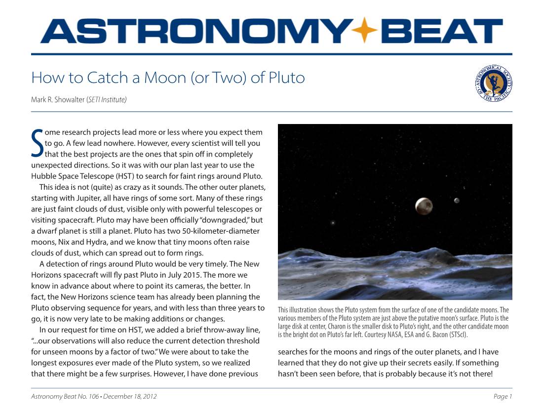 How to Catch a Moon (Or Two) of Pluto