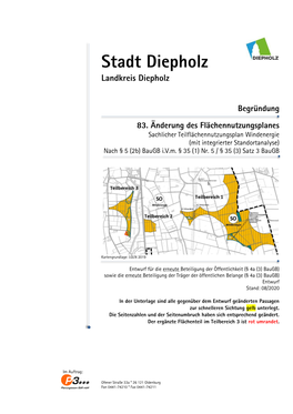 Stadt Diepholz Landkreis Diepholz Begründung 83. Änderung Des