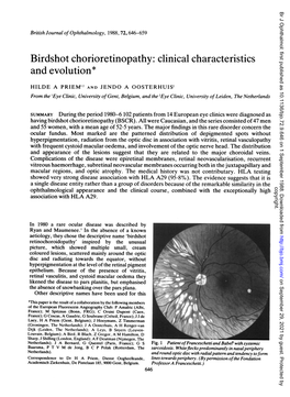 Birdshot Chorioretinopathy: Clinical Characteristics and Evolution*