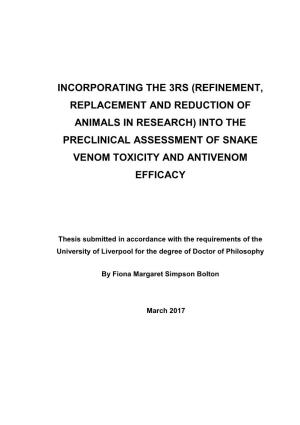 Into the Preclinical Assessment of Snake Venom Toxicity and Antivenom Efficacy