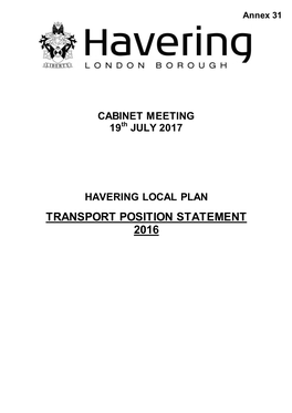Transport Position Statement 2016