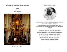 Servant of God Luisa Piccarreta and the Popes