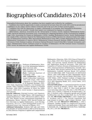 2014 AMS Elections---Biographies of Candidates