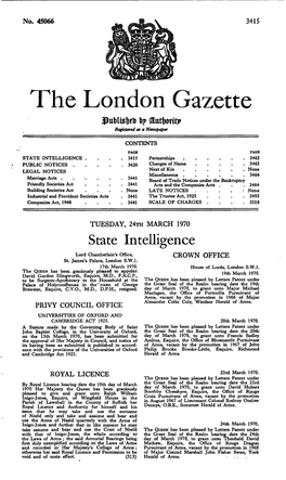The London Gazette 6? Registered at a Newspaper