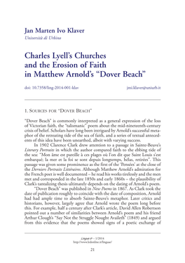 Charles Lyell's Churches and the Erosion of Faith in Matthew Arnold's