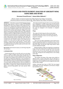 Design and Finite Element Analysis of Aircraft Wing Using Ribs and Spars