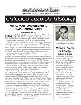 Chicago Jewish History WORLD WAR I and CHICAGO’S JEWISH COMMUNITIES by EDWARD H