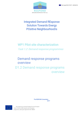 Demand Response Programs Overview D1.2 Demand Response Programs Overview