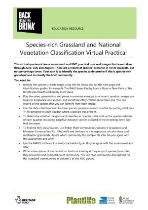 Species-Rich Grassland and National Vegetation Classification Virtual Practical