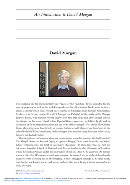 An Introduction to David Morgan
