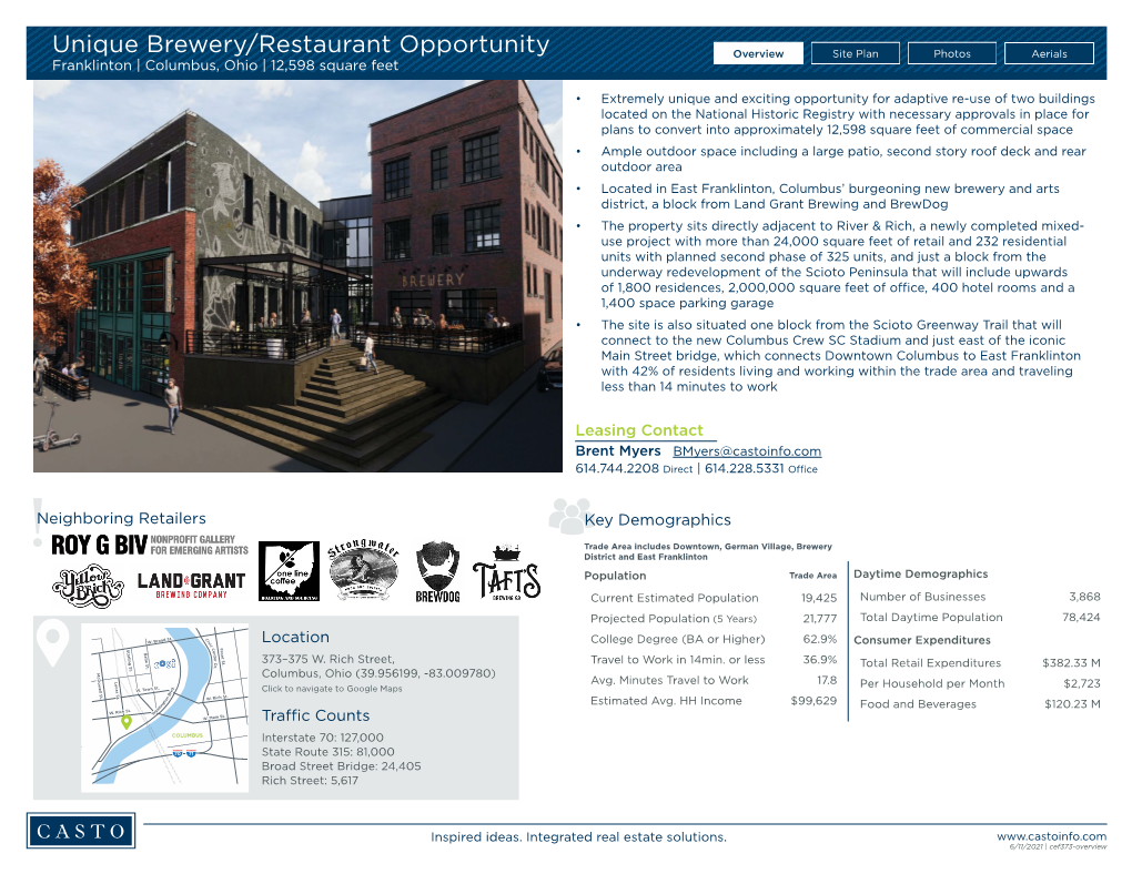 Unique Brewery/Restaurant Opportunity Franklinton | Columbus, Ohio | 12,598 Square Feet