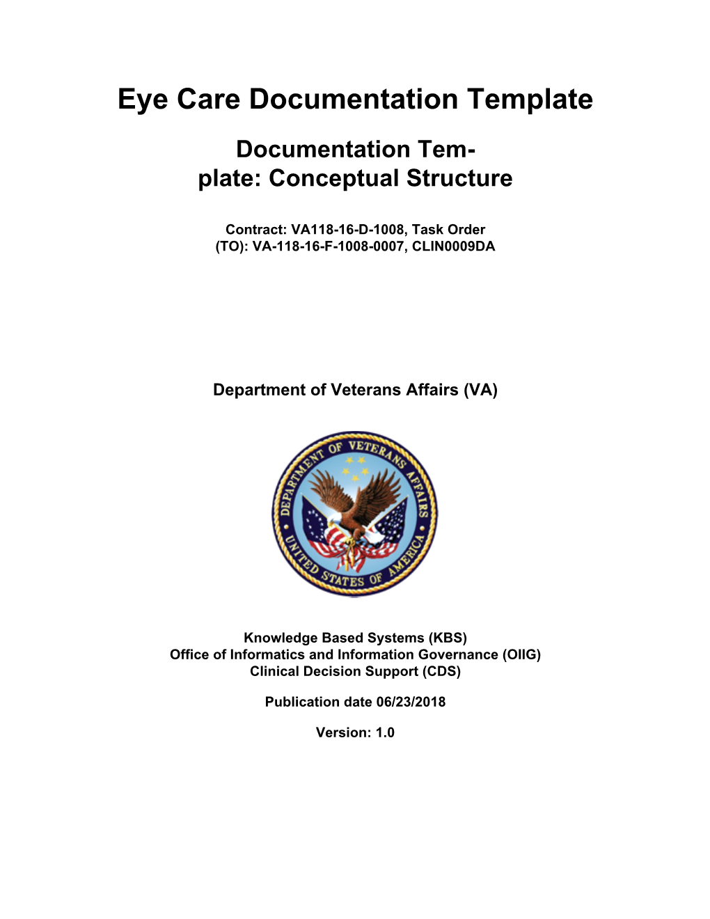 Eye Care Documentation Template Documentation Tem- Plate: Conceptual Structure