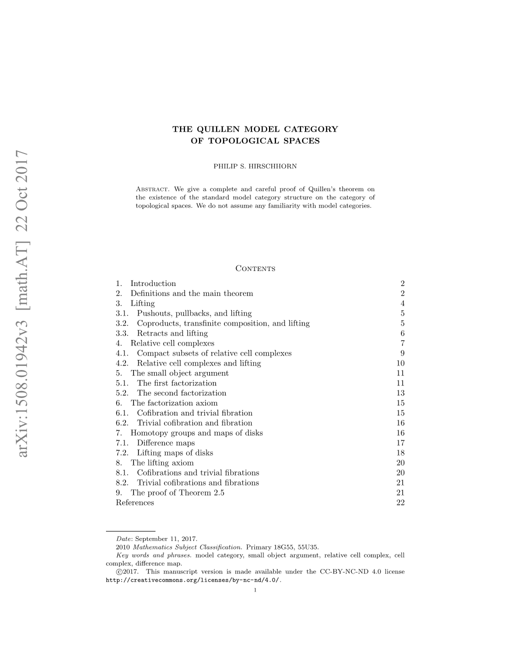 The Quillen Model Category of Topological Spaces 3