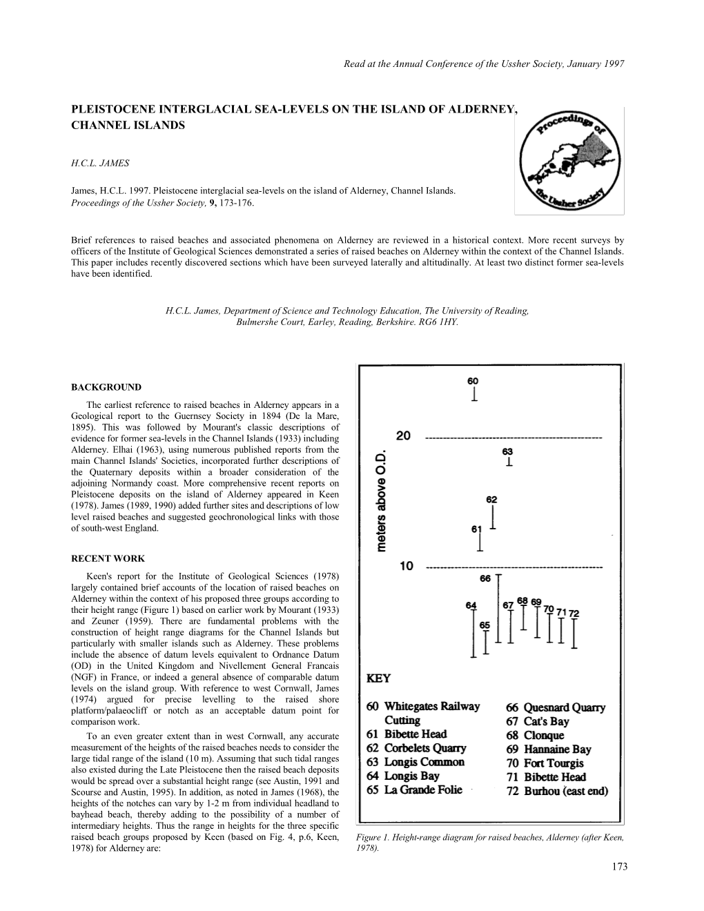 Pleistocene Interglacial Sea-Levels on the Island of Alderney, Channel