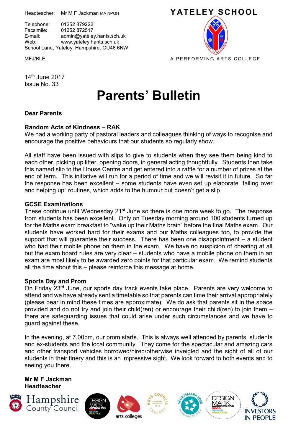 Parents' Bulletin