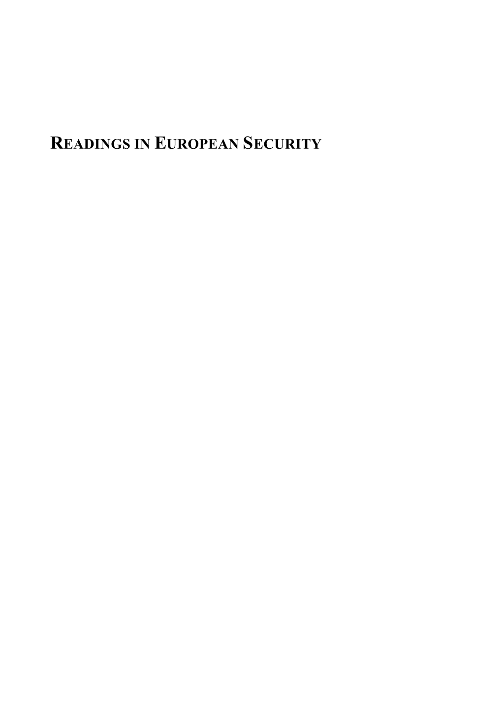 Readings in European Security Full Text