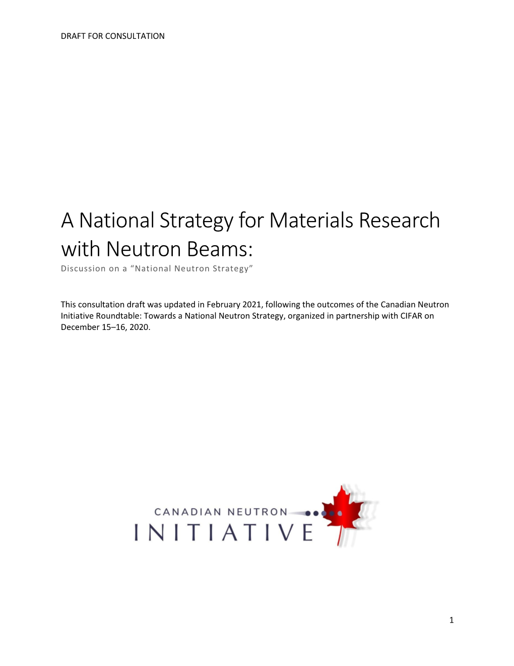 National Neutron Strategy-Draft