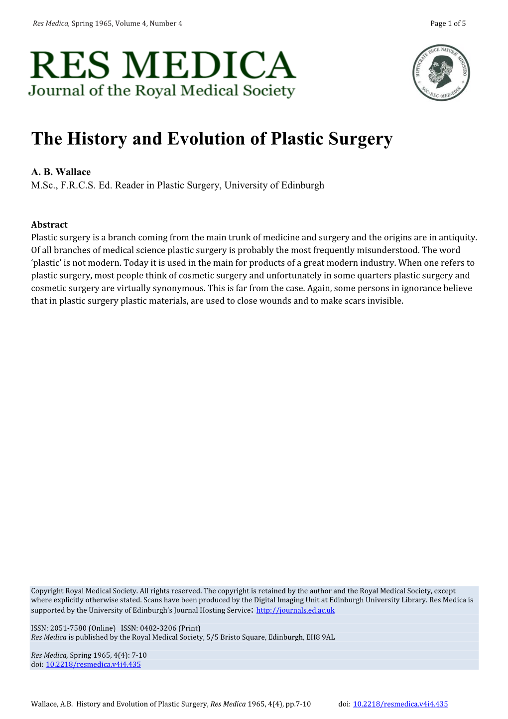 The History and Evolution of Plastic Surgery