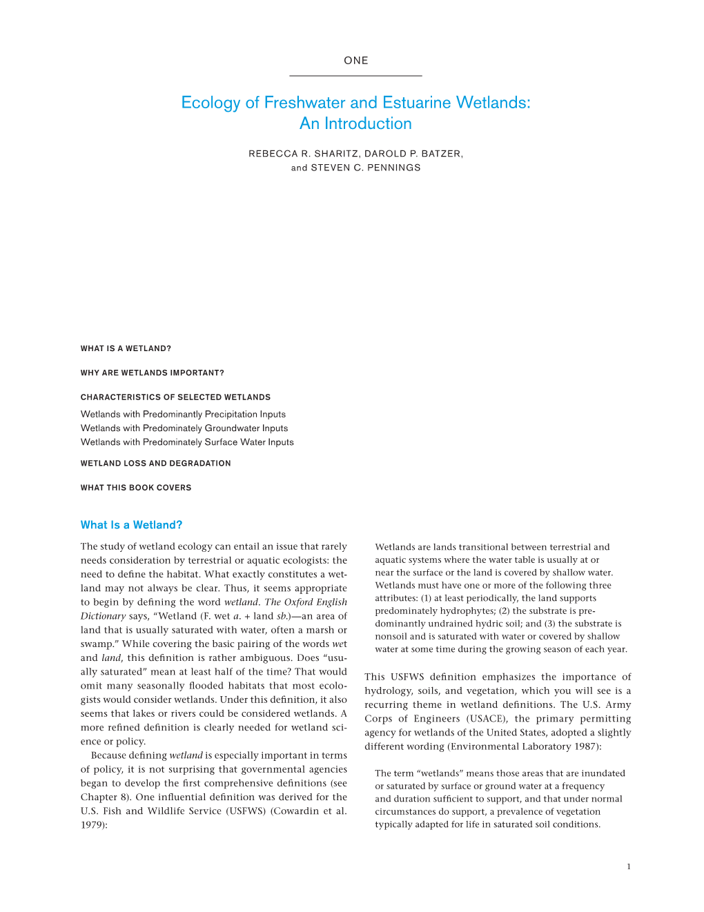 Ecology of Freshwater and Estuarine Wetlands: an Introduction