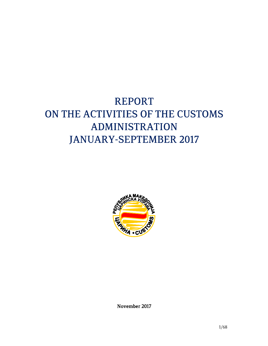 Report on the Activities of the Customs Administration Januaryjanuary----Septemberseptember 2012017777