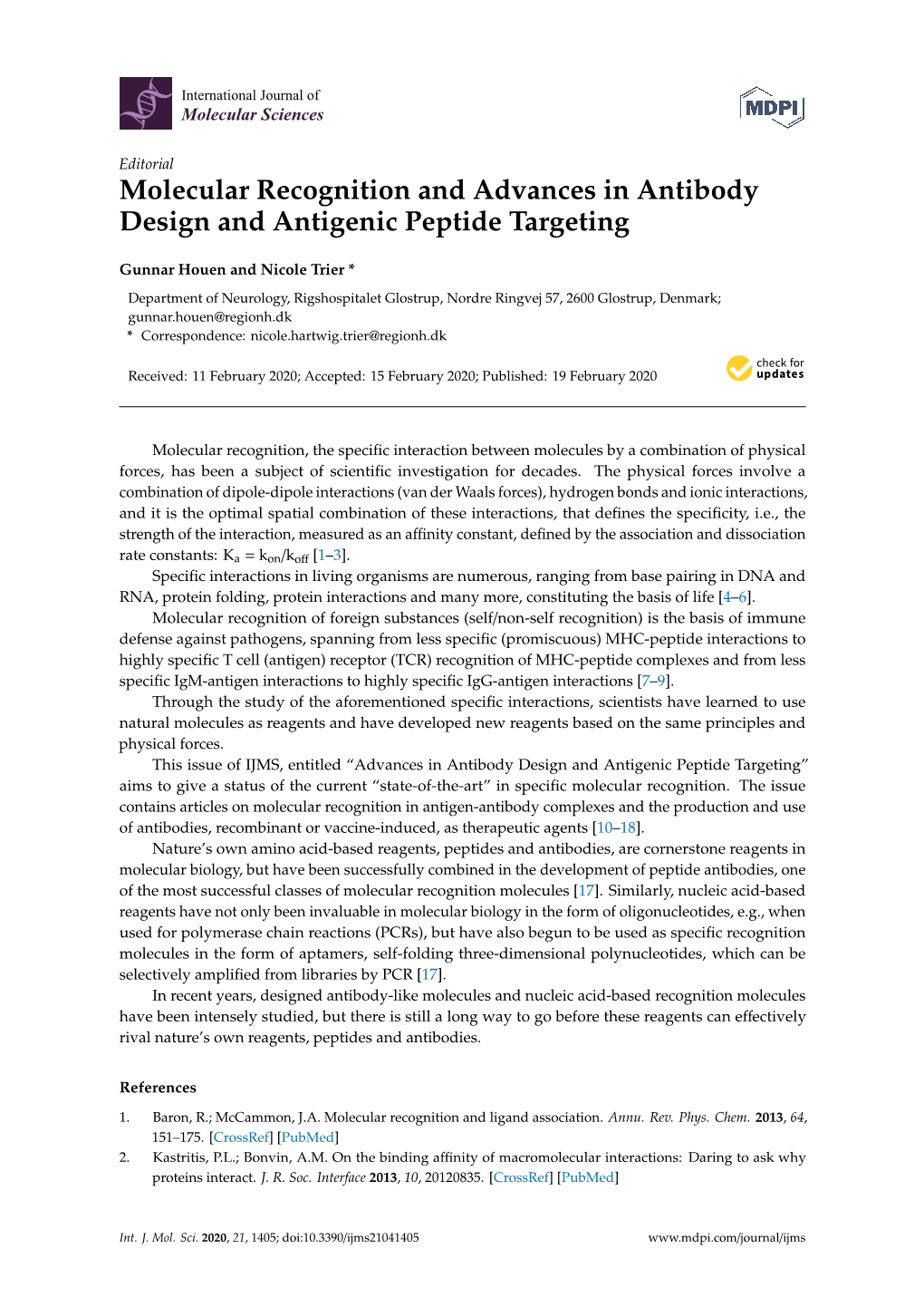 Molecular Recognition and Advances in Antibody Design and Antigenic Peptide Targeting