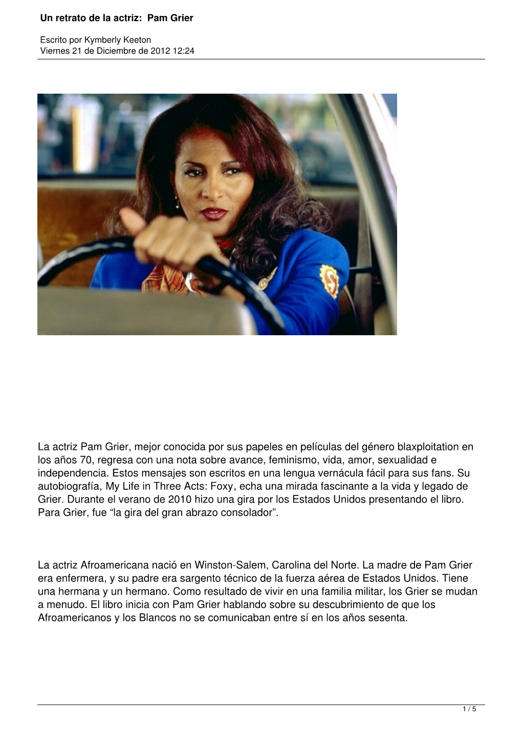 Un Retrato De La Actriz: Pam Grier