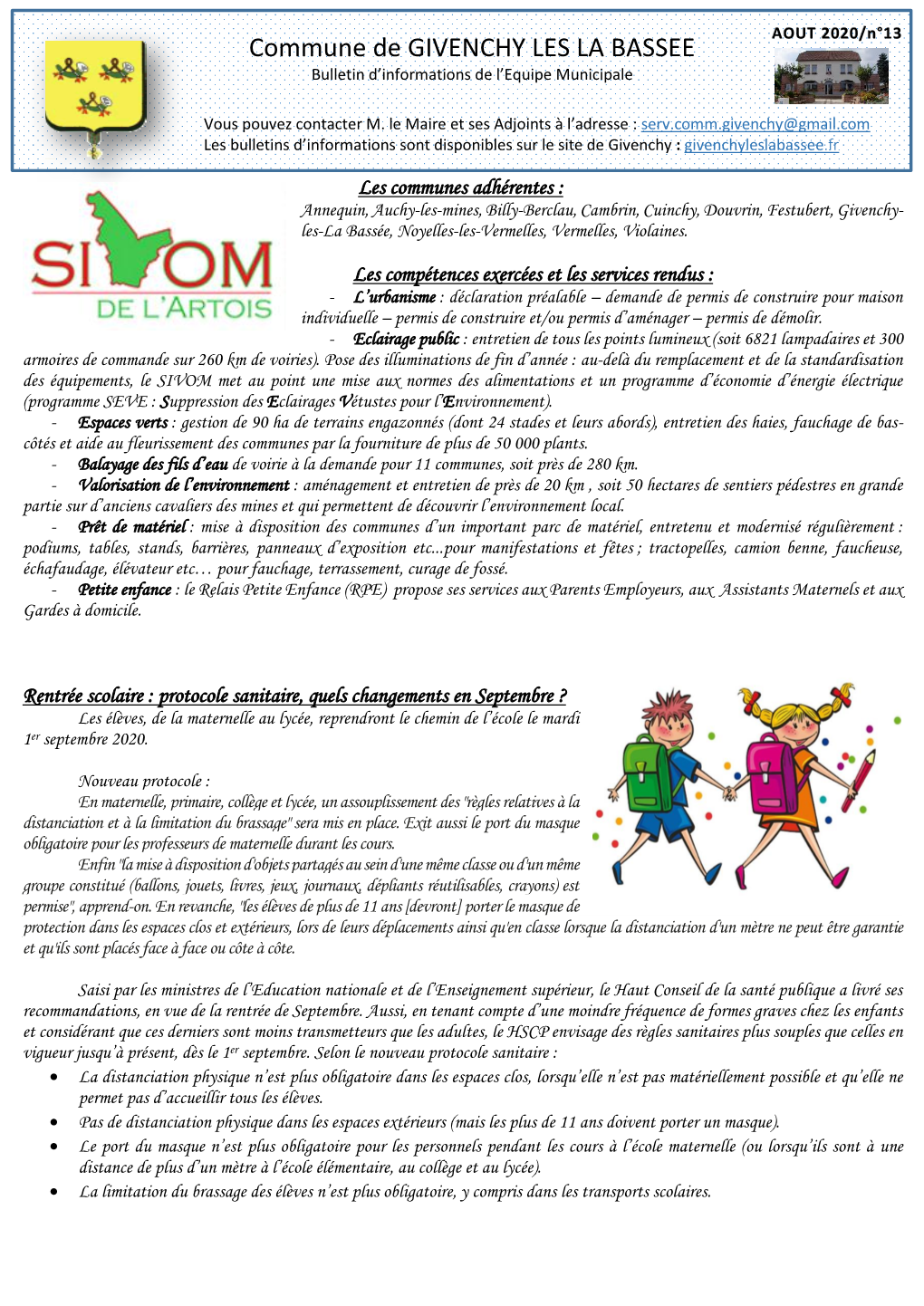 Commune De GIVENCHY LES LA BASSEE Bulletin D’Informations De L’Equipe Municipale