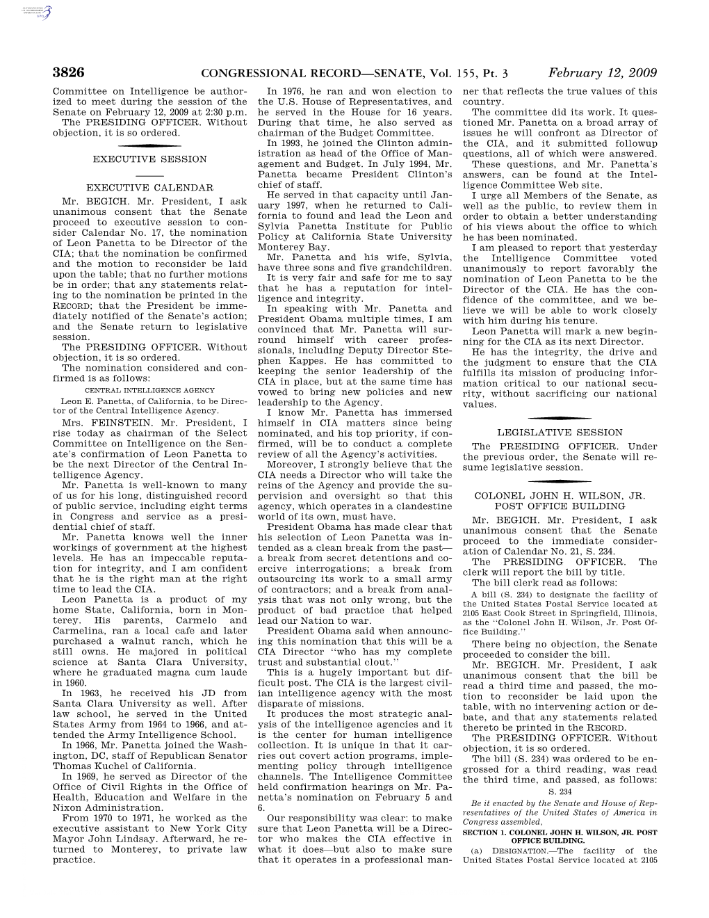 CONGRESSIONAL RECORD—SENATE, Vol. 155, Pt. 3 February