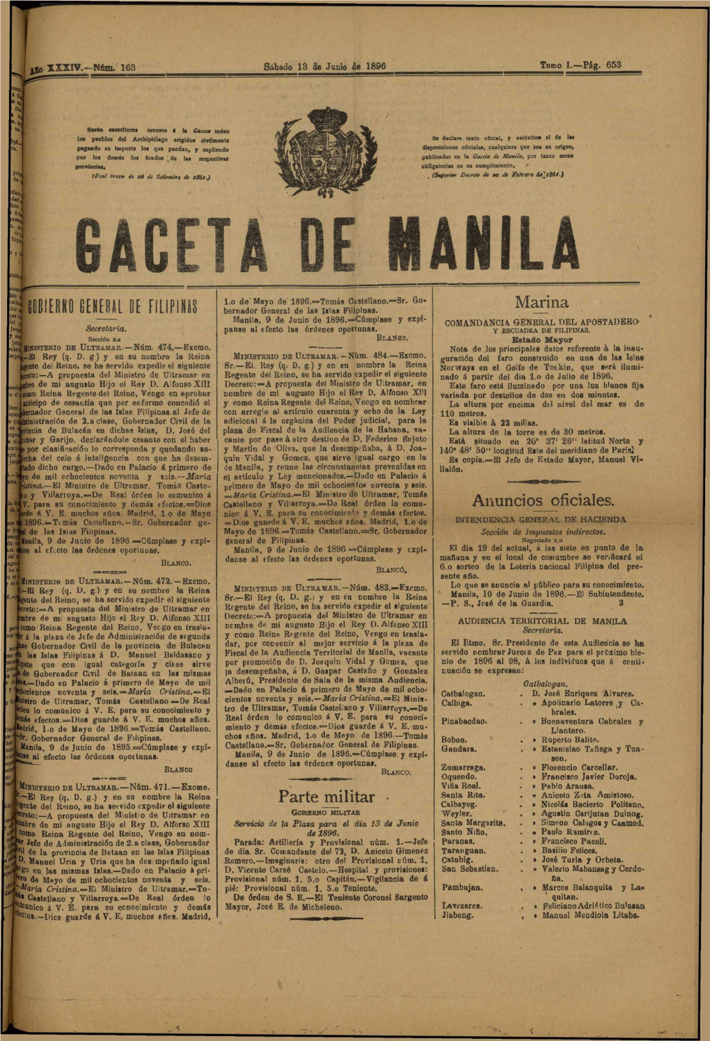 Mm Mm OE FILIPIÜS Bernador General De Las Islas Filipinas