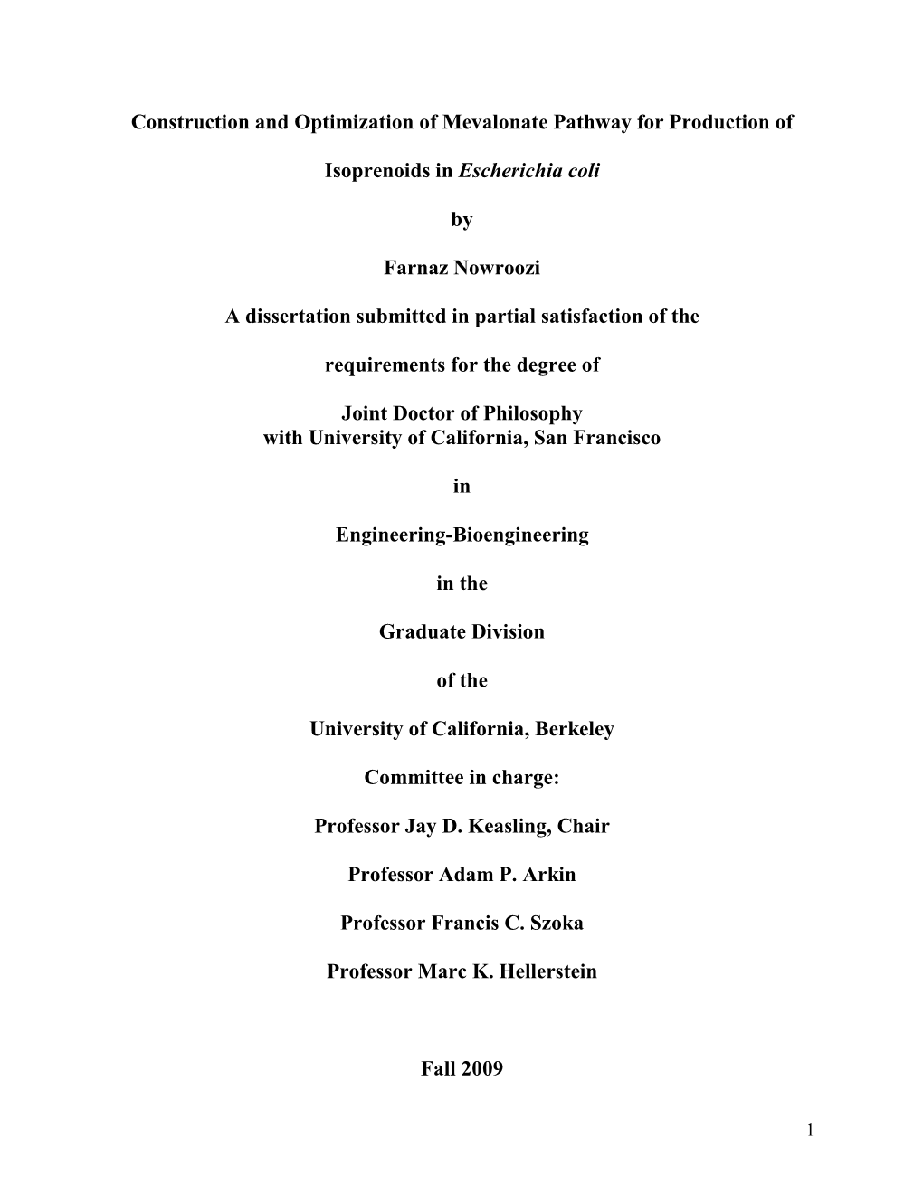 Construction and Optimization of Mevalonate Pathway for Production Of