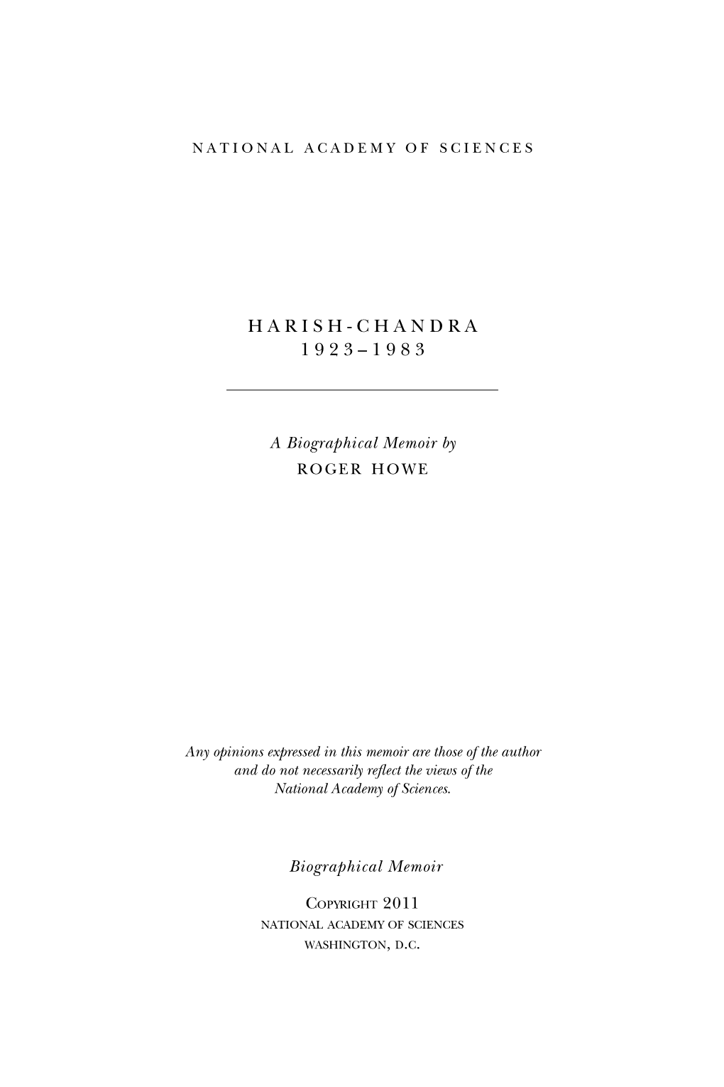 Harish-Chandra 1923–1983