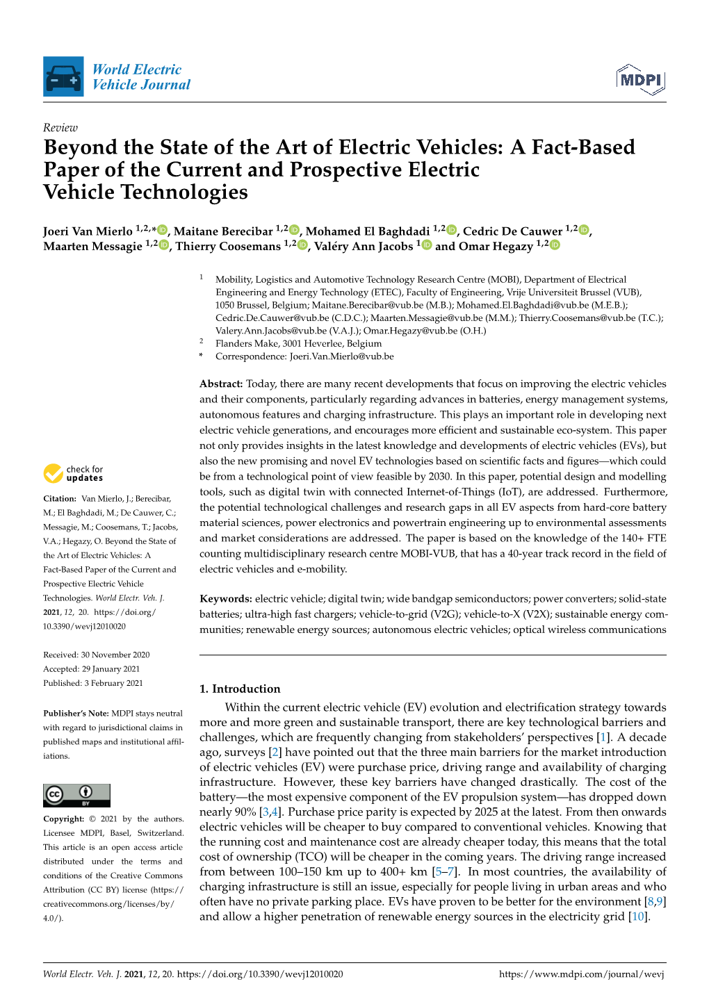 Beyond the State of the Art of Electric Vehicles: a Fact-Based Paper of the Current and Prospective Electric Vehicle Technologies