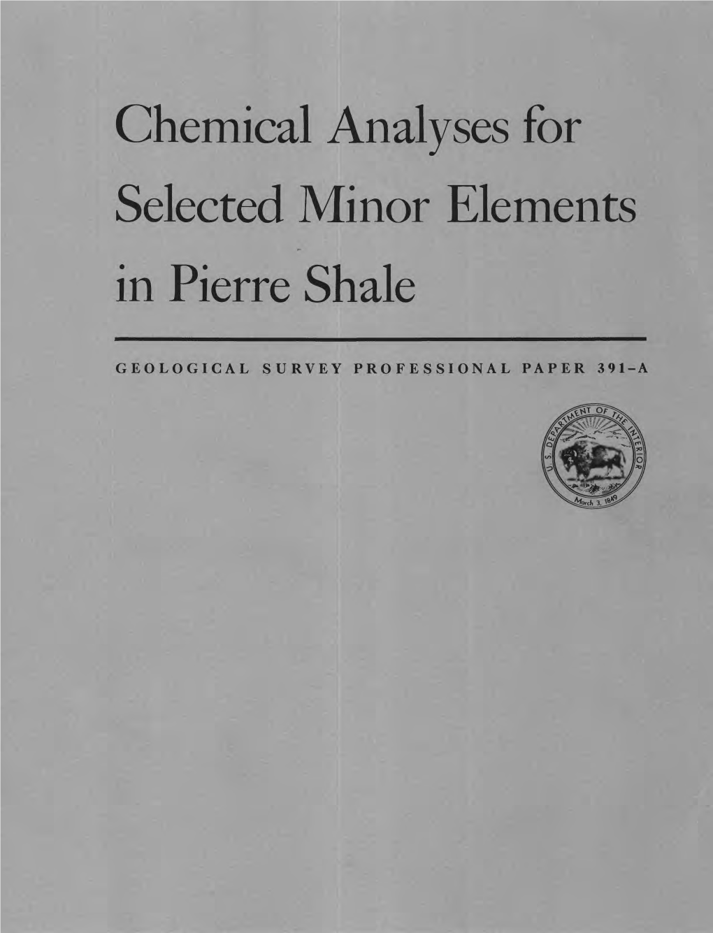 Chemical Analyses for Selected Minor Elements in Pierre Shale