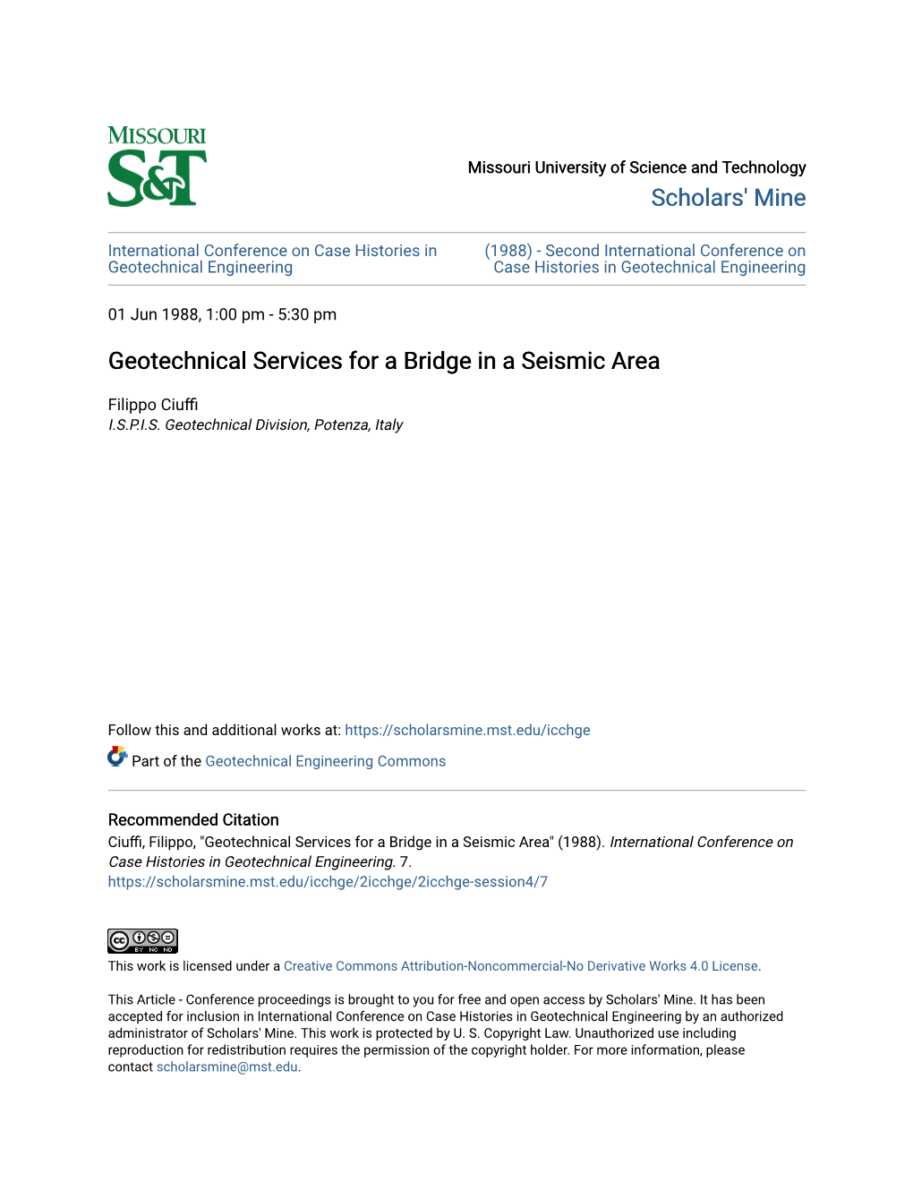 Geotechnical Services for a Bridge in a Seismic Area