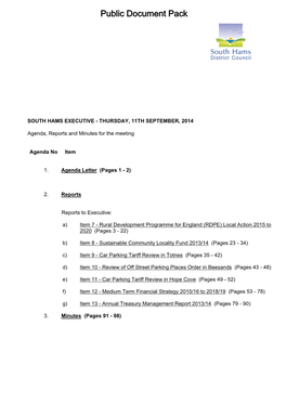 (Public Pack)Agenda Document for South Hams Executive, 11/09/2014 00:00