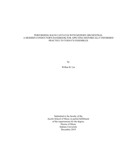 Performing Bach Cantatas with Modern Orchestras: a Modern Conductor's Handbook for Applying Historically Informed Practice to Today's Ensembles