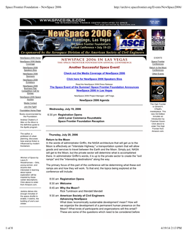 Space Frontier Foundation – Newspace 2006