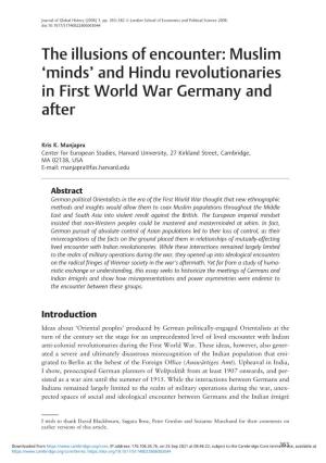 And Hindu Revolutionaries in First World War Germany and After